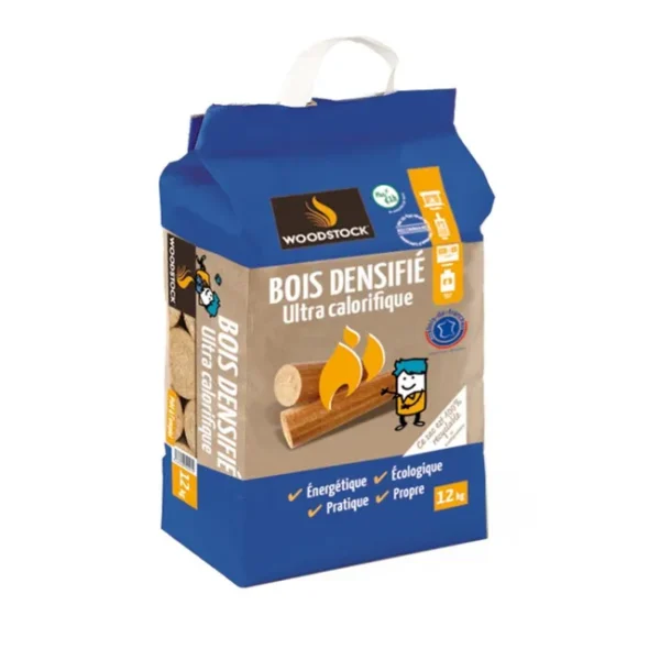 50 Sacs de Bûches compressées WOODSTOCK sac 8 bûches, L.25cm