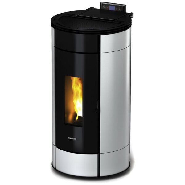 Poêle à pellets FREEPOINT Globe, 10,5 kw, compatible WiFi – blanc/noir