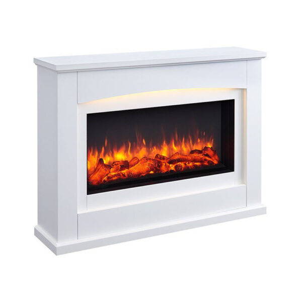 Cheminée Électrique Argon, Cheminée Autoportante Avec Chauffage, Éclairage LED, Effet Flamme 3D Et Télécommande – Cheminée Électrique – Blanc