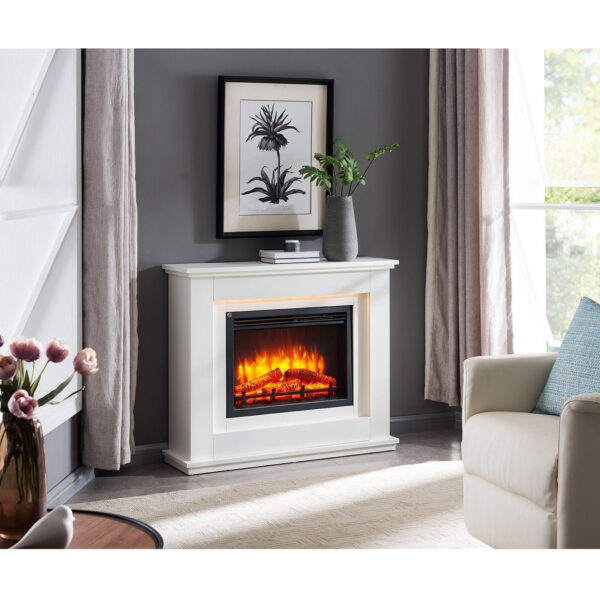 Cheminée Électrique Baldur, Cheminée Autoportante Avec Chauffage, Éclairage LED, Effet Flamme 3D Et Télécommande